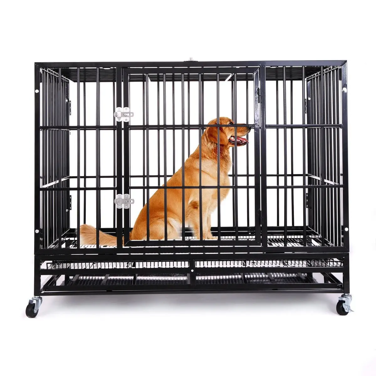 

ZMaker Wholesale Double Door Metal Foldable Pet Playpen with Wheels Large Dog Cages