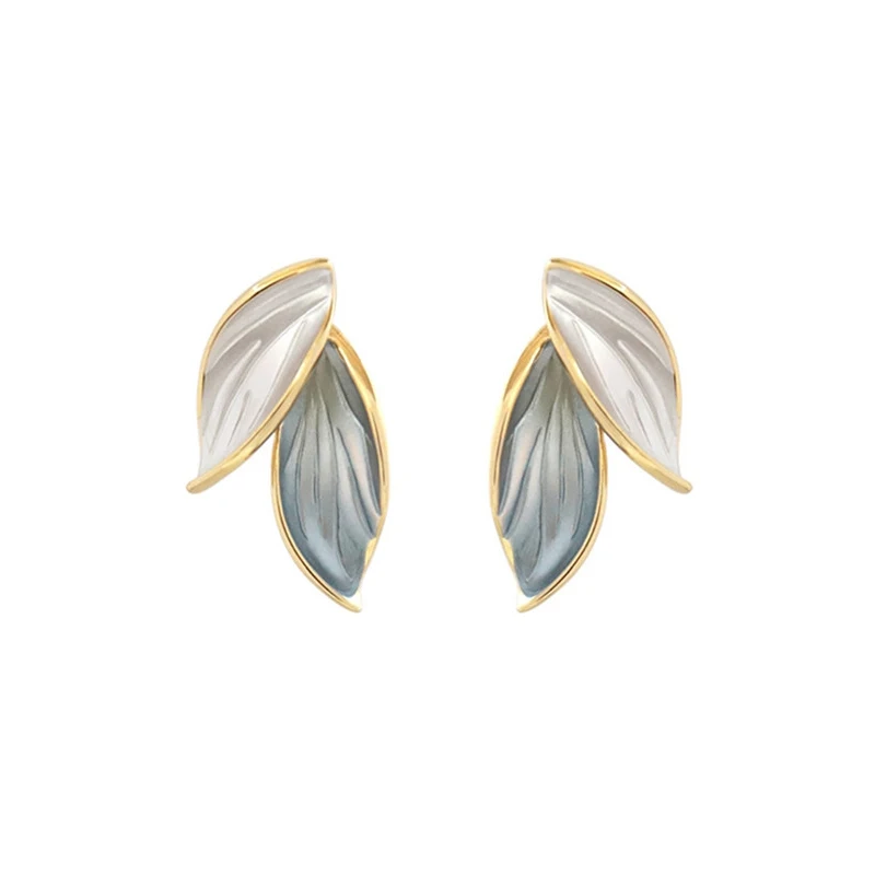 

ED89609 Korean cute gold plated women jewelry shell leaf stud earring