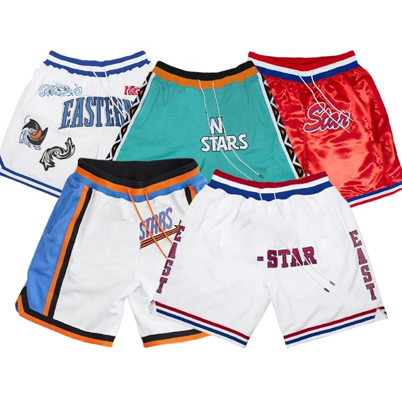 

Just Mens Don All Star Short Embroidered Mesh Throwback Vintage Retro Basketball Shorts Mesh With Zipper Pockets Wholesale