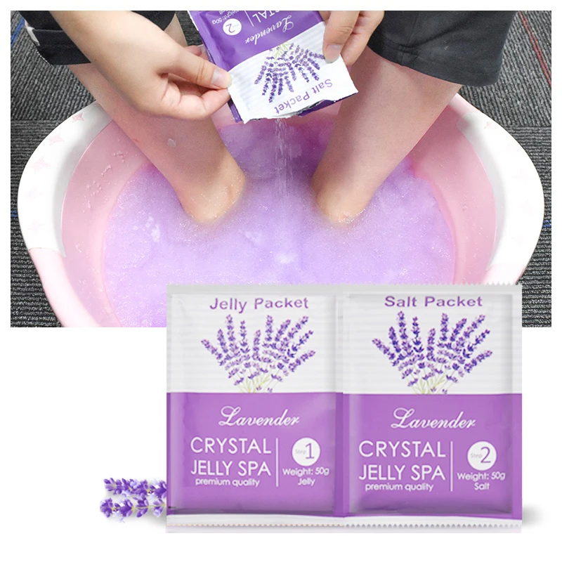 

OEM Korea Body Care Natural Organic Lavender Crystal Jelly Spa Soak DIY Soften Whiten Baby Skin Foot Salt Scrub