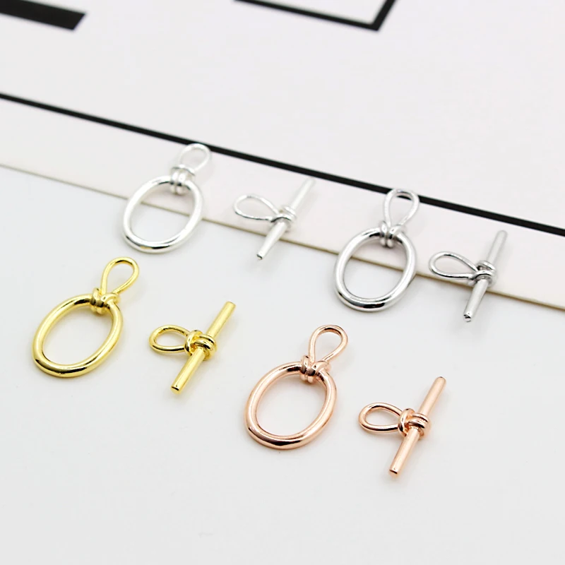 

Wholesale 925 sterling silver accessory oval shape toggle clasp OT clasp for jewelry chain making