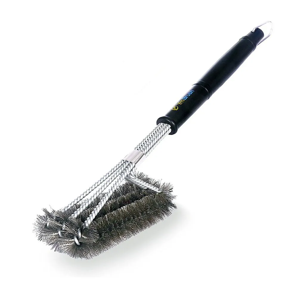 

Three-Head Barbecue Brush 18-Inch Three-Head Steel Wire Barbecue Cleaning Brush Barbecue Grill Cleaning Brush
