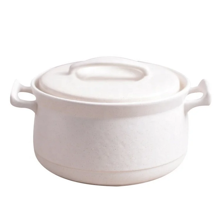 

Household Goods Restaurant Ceramic Casserole Refractory Ceramic Pot with Lid, White