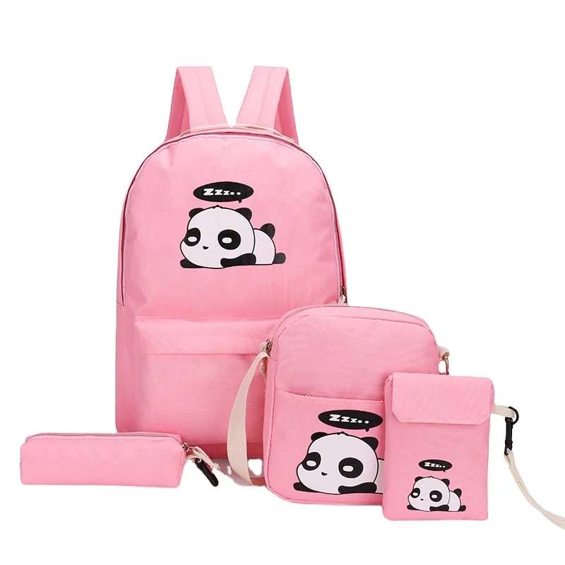 

2021 Amazon hot Sales Waterproof Canvas 600D Leisure Backpack Cartoon 4 pcs school backpack sets for Student Girls, More than 10 colors or customized