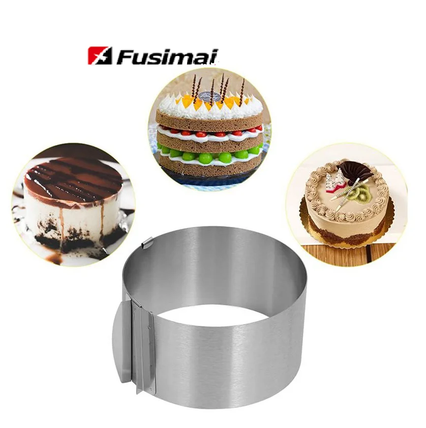 

Fusimai Round Molds Heat-resistant Stainless Steel Baking Tools Decor 6"-12" Adjustable Cake Mousse Ring