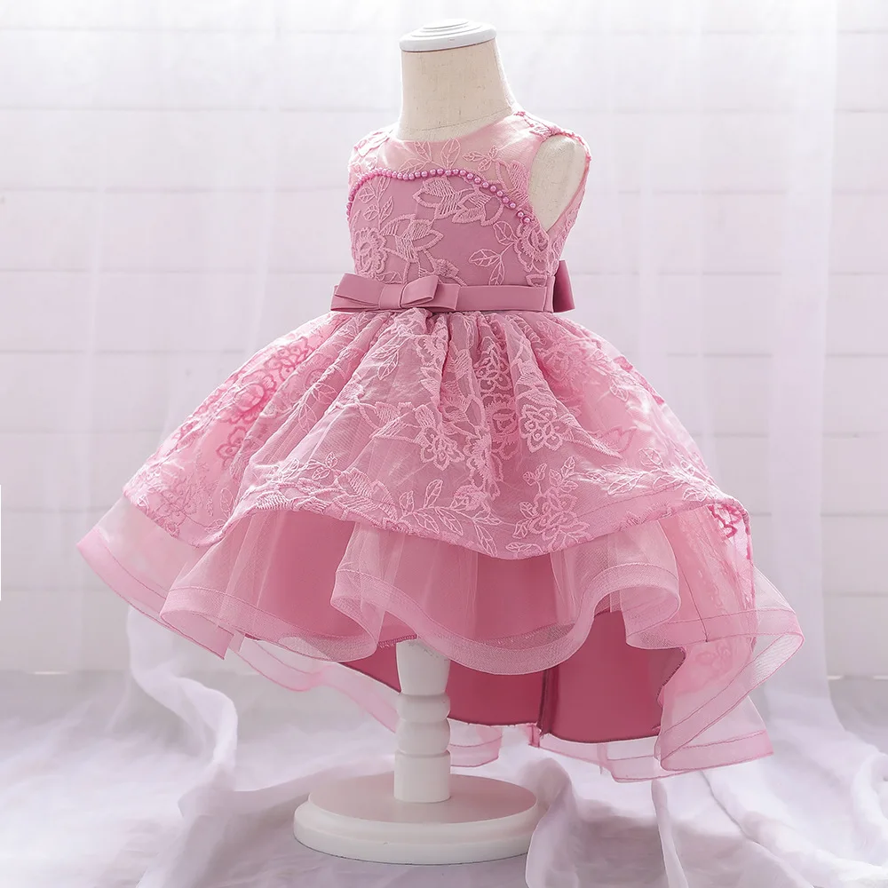 

Baby Dress First Birthday Gift Embroidered Tailed Girl Dress Dress Wedding Party Clothes Sleeveless Clothing