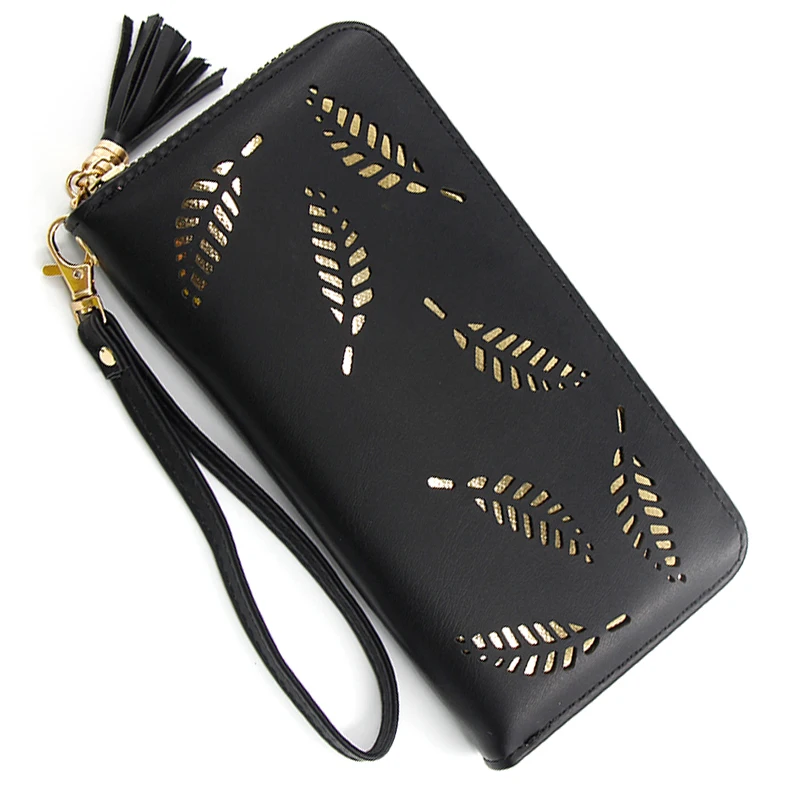 

Hot Sale Fashion Women Wallets Purses Hollow Leaf Long Clutch For Girl Ladies