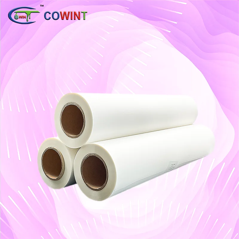 

Cowint custom 30/60cm*100m single sided release pet film print roll direct to film heat transfer pet film for DTF printing
