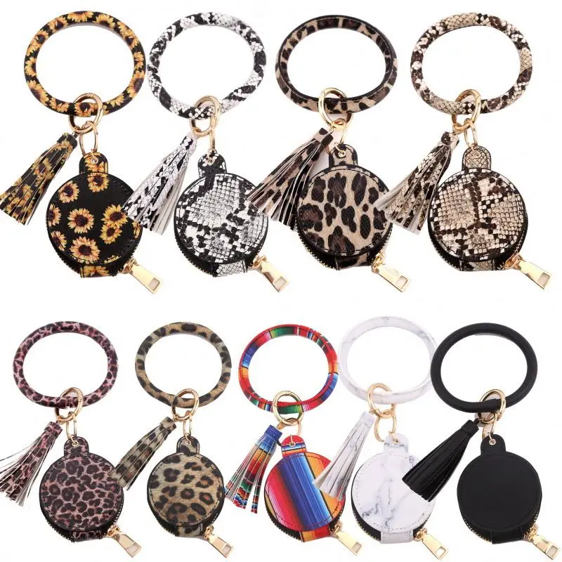 

Hot Selling Women Wristlet Wallet Keychain Bracelet Wallet Mini Bag Keychains Bangle Wallet Keychain Holder Set