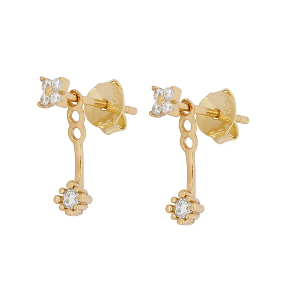 

women jewelry wholesale 14k gold plated nice 925 sterling silver dainty four petal flower stud earrings