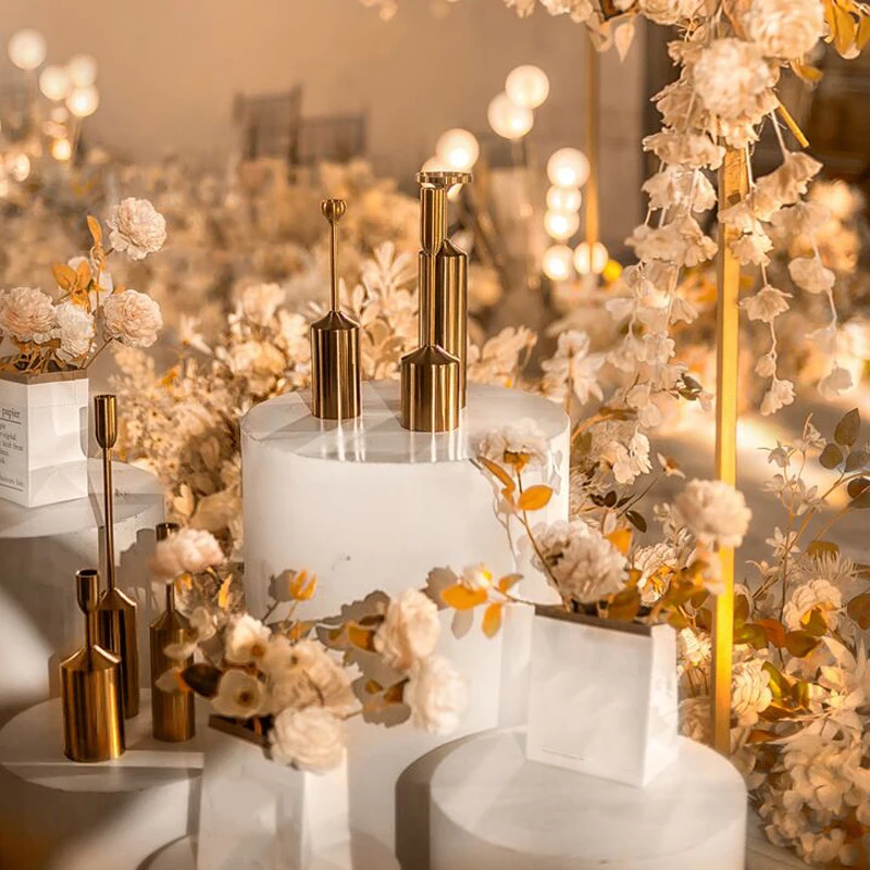 

M880 Hot Sale Candlestick Nordic Style Luxury Gold Candle Holders 6PCS Set Wedding Table Centerpiece Decor Golden Candlesticks
