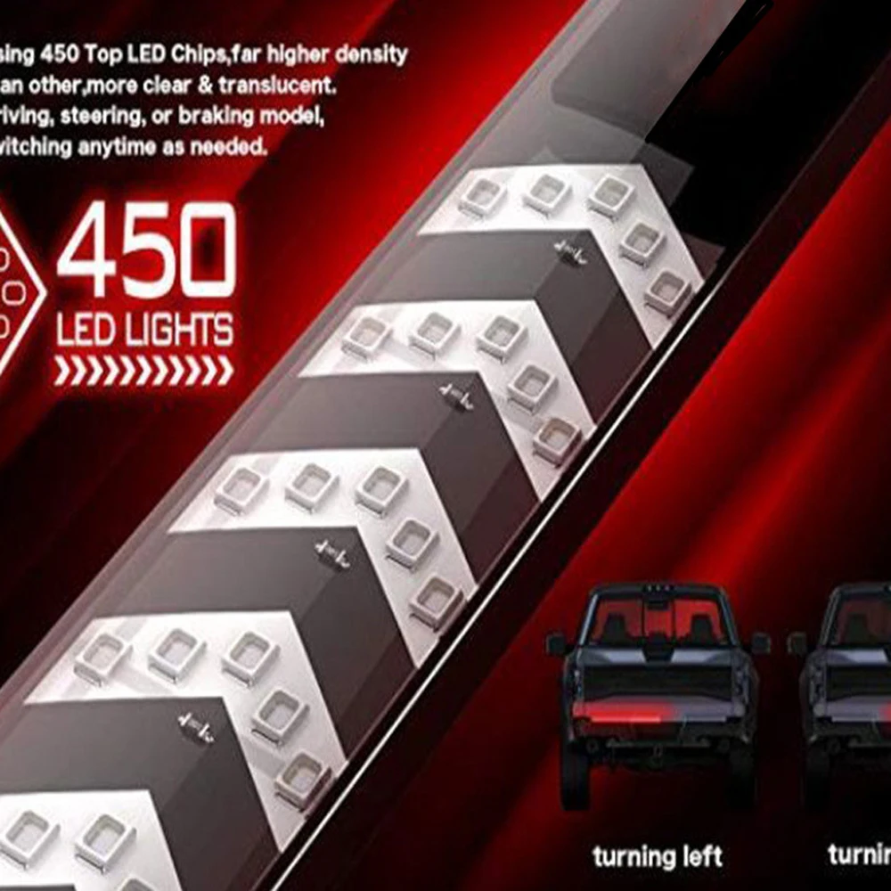New design 450 LED scanning light waterproof 12v led tail turn strip light for truck cars