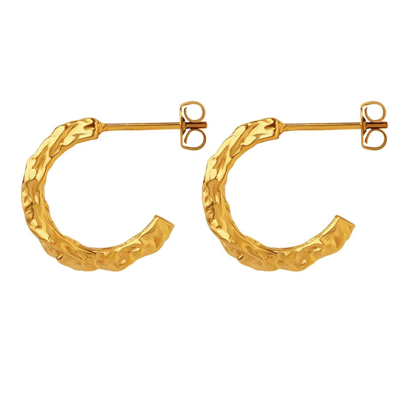 Ins Style 18k Gold Plate C-shaped Irregular Geometric Earrings Fashion Stainless Steel Geometry Earring Jewelry