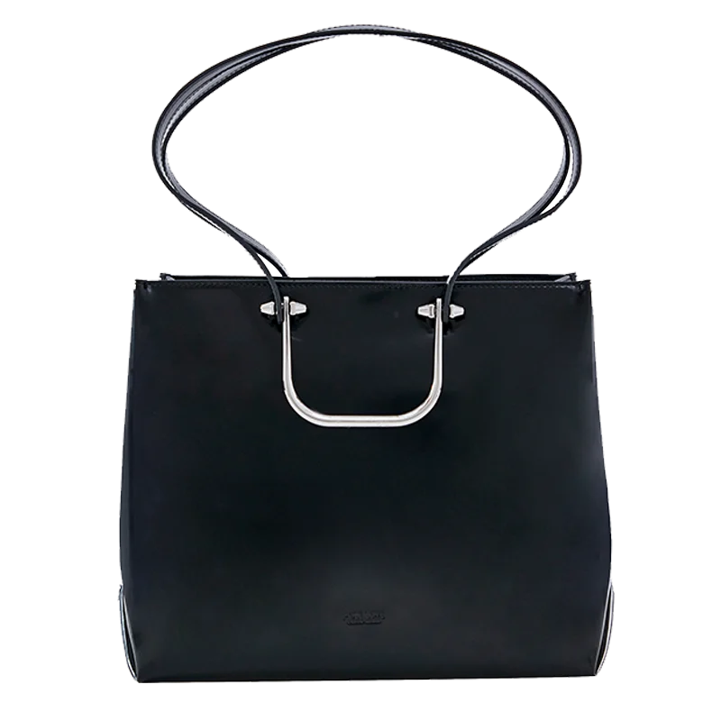 

OEM wholesale 2021 personality high-saturated color women handbags genuine leather bags large capacity tote handbags for women, Black