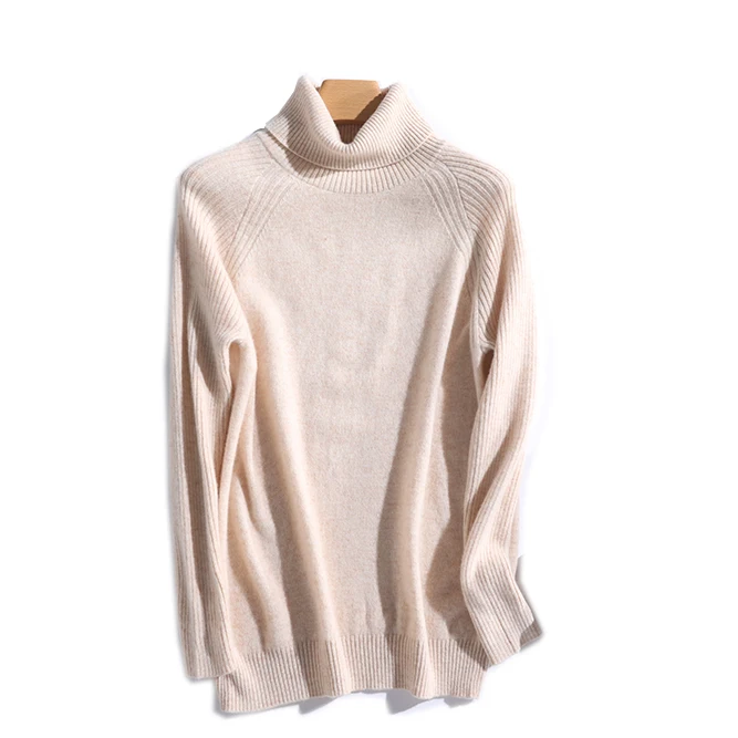 

OEM ODM Womens Winter Autumn Warm Thick Loose Turtleneck 100% Merino Wool Knitted Sweaters