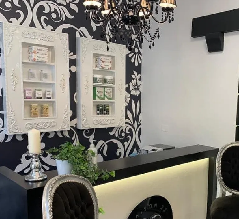 Classic Reception Desk Beauty Salon Pink Curved Reception Table Cbr047