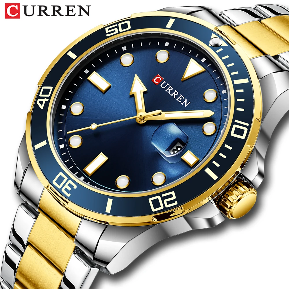 

Curren 8388 Branded Mens Quartz Watch 3 ATM Waterproof Luxury Steel Watches Men Wrist