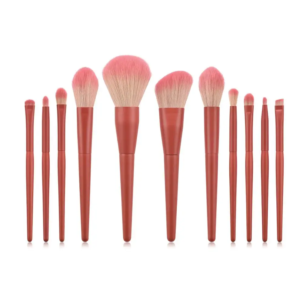 

Girls lovely 11pcs Wood Handle Brush Set Candy Pink Color Soft Hair Makeup Brushes Set, Yellow