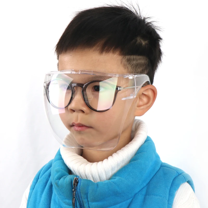 

New Fashion Full Face Covered Reusable Anti Fog Children FaceShield for Kids Size Transparent Glasses with Spherical Lens, Gradient blue, green, pink, gray, brown