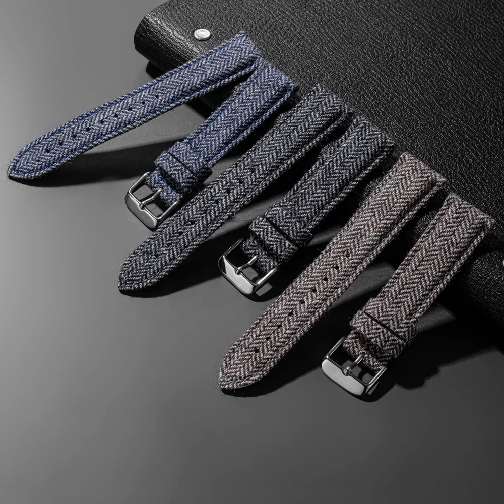 

LAIHE De Montre New Luxury Custom Wool Wrist Strap 18mm 20mm 22mm Tweed Fabric Watch Strap Band