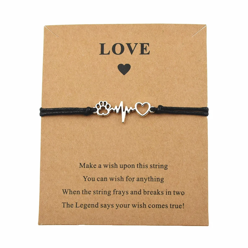 Manufacturer Gifts for Dog Lover Cat Lover Person Bracelet Best Friend Paw Prints Pendant Charm Bracelet