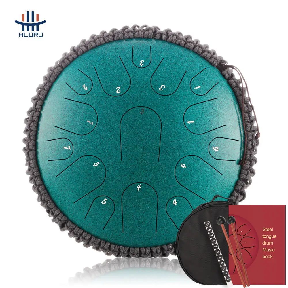 

Hluru 13 inch 15 note 15 key C/D tune hanpan steel tongue drum