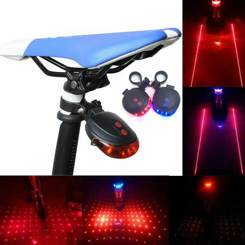 Light 5 LED 2 Laser Launcher  For Bike Bicycle Taillights Bike Caution Light 