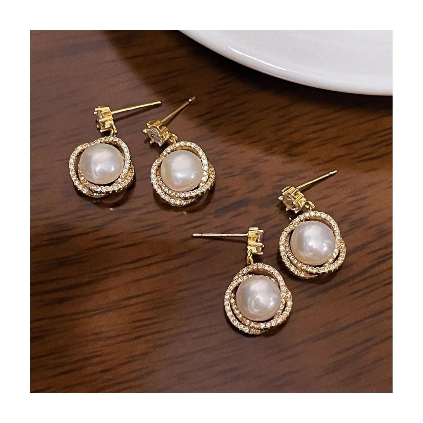 Vintage Tassel Natural Freshwater Pearl Earrings for Women 2024 Niche Design Zircon Bird's Nest