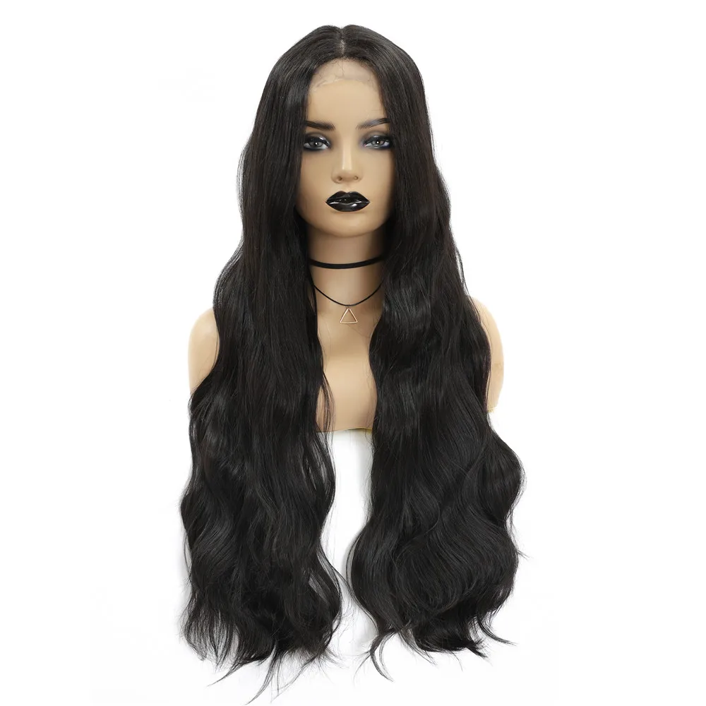 

30 inches very long high quality wigs synthetic fiber hair lace frontal for black girl