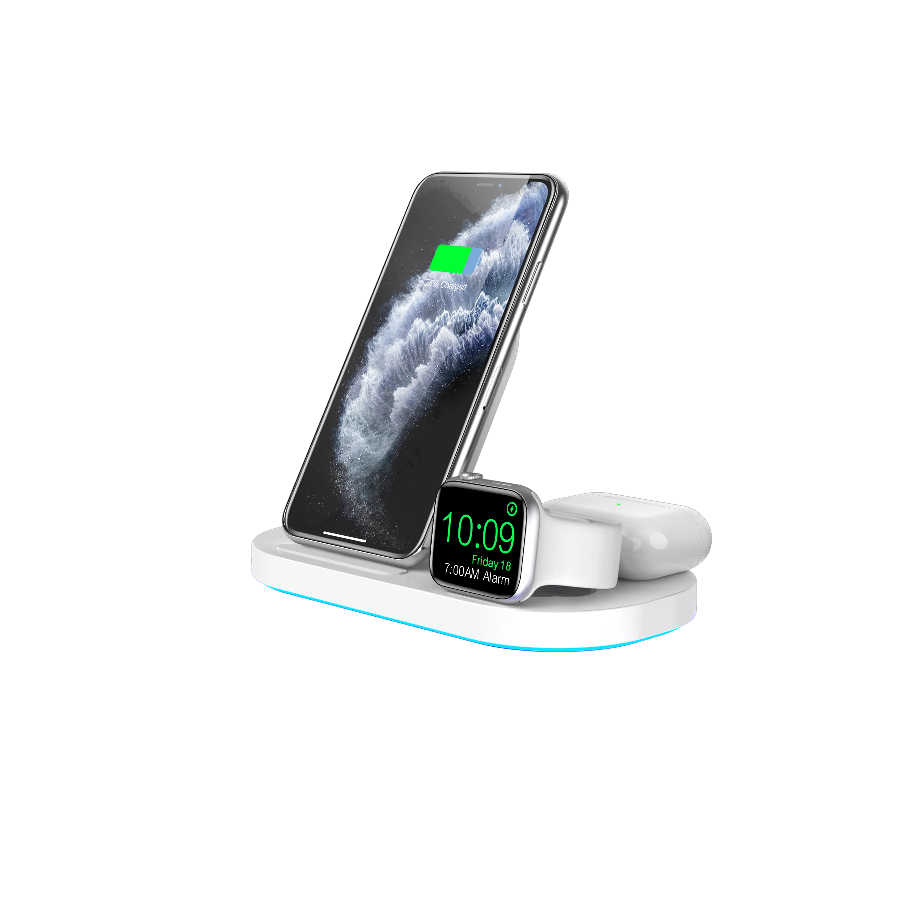 

2022 New Trending 3 In One Qi Wireless Charger 15W Foldable Fast Wireless Charging Station Stand For iphone iwatch airpods, Black / white