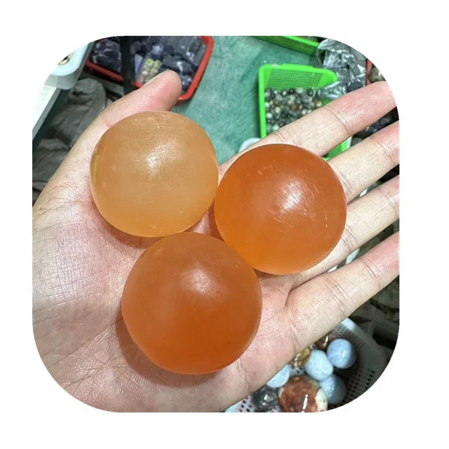 

Wholesale 1pcs 40mm crystals ball healing stones natural orange selentie crystal spheres for Decor