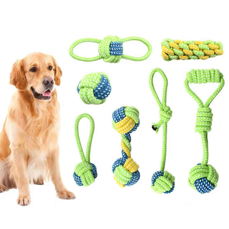 

Wholesale Dog Toy Set OEM Custom Logo Durable Chew Bite Rope Toy Ball Set Pet Dog Toy