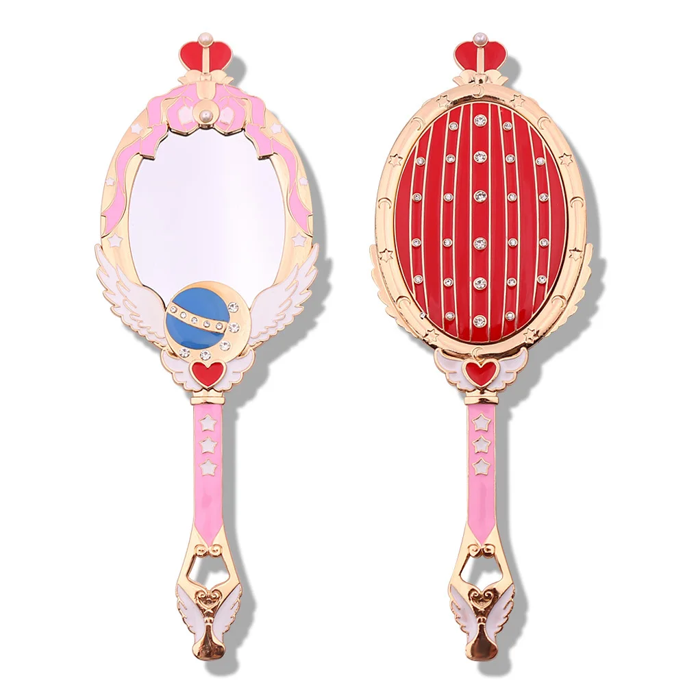 

2021 maquiagem Mirror Cartoon Makeup Handhold Makeup Oval Cosmetic Hand Held Mirror Beauty Tools Travel Portable Mirrors, Pink/blue