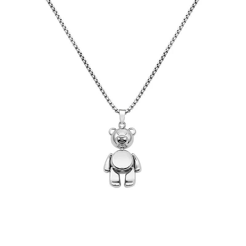 

PUSHI Stainless steel necklace Limbs moving necklace cute woman Sweater chain little bear pendant necklace