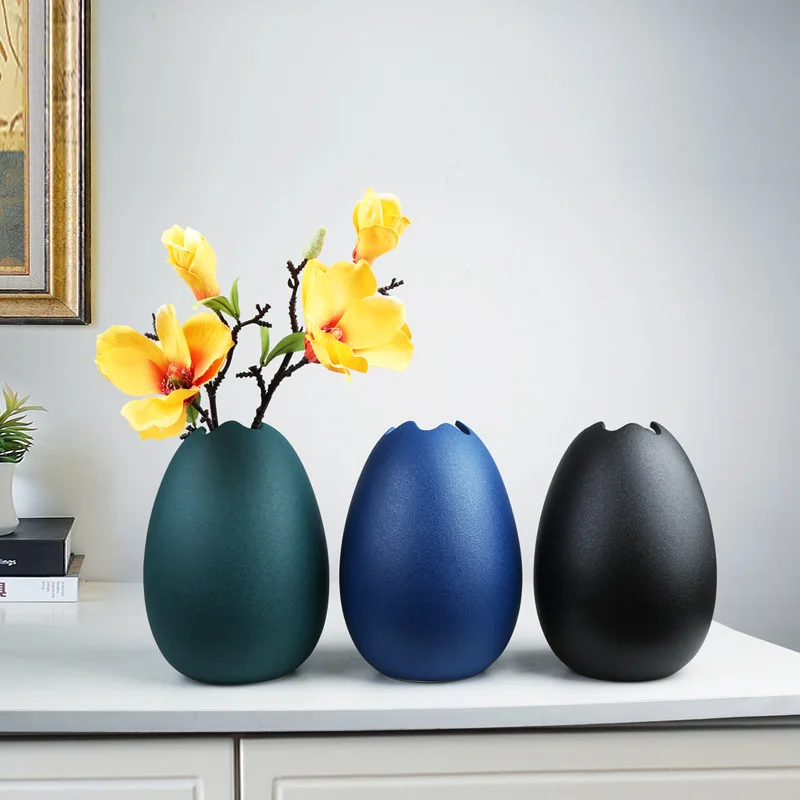 

Spring Easter Eggs Shaped minimalist porcelain art vase fresh flower dried vase floor decorative flower vases