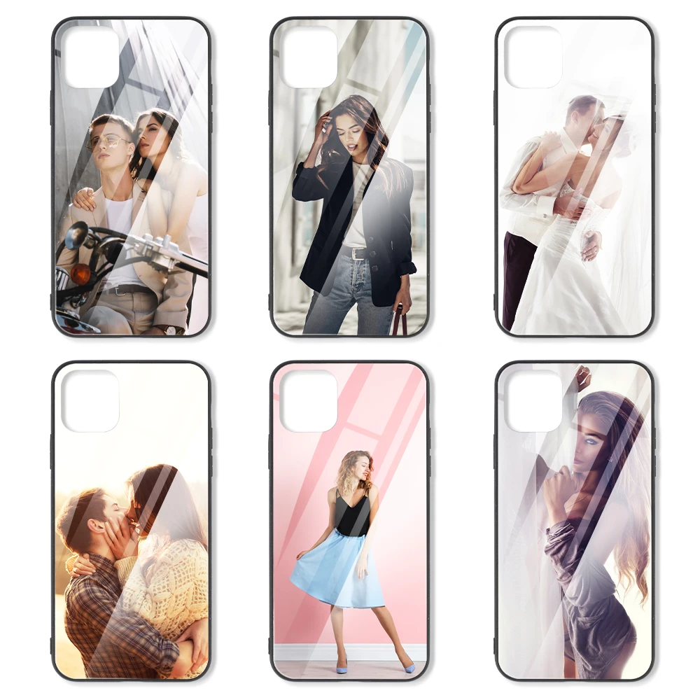 

For iphone 8 11 12 13 X XR Xs Pro Max Plus Pc case Hard Glass Matte custom Logo design mobile phone case cover for iphone case