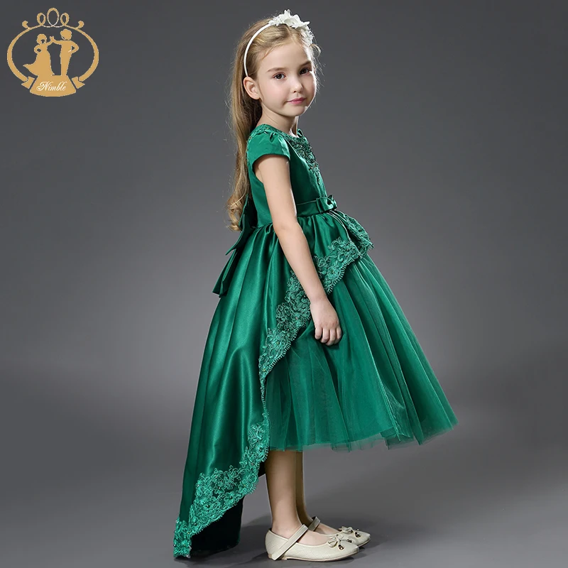 

Nimble Fashion Tulle Puffy Girls 27 Dresses Satin Fabric Kids Wedding Party Cocktail Dresses Girl Princess Gowns Plus Size Dress