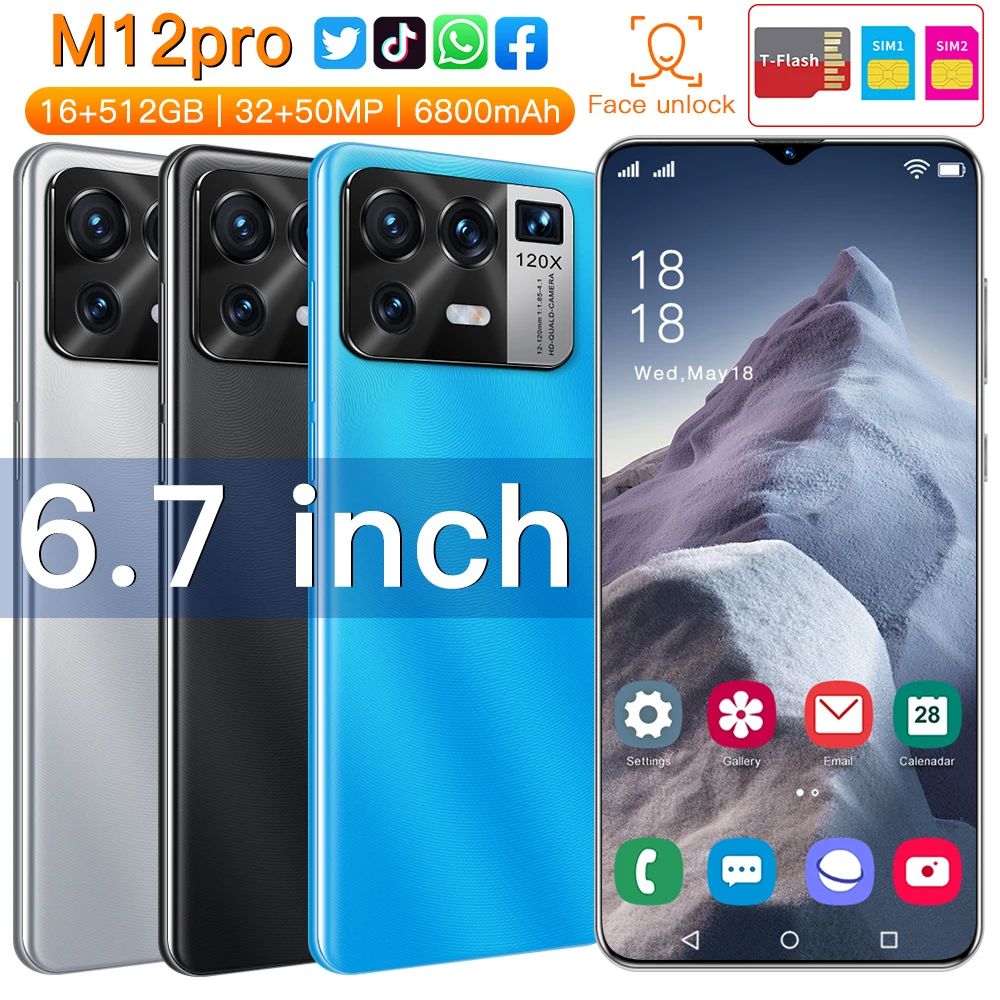 

M11 Ultra M11 pro M12 pro S21ultra Rino5 pro Smartphone 16GB+512GB Full Screen Mobile Phone Finger/Face Unclock Cellphone