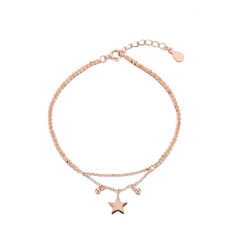 

ENSHIR Newest Products 2021 Fashion Rose Gold Color Star Charm Bracelet Jewelry, As picture