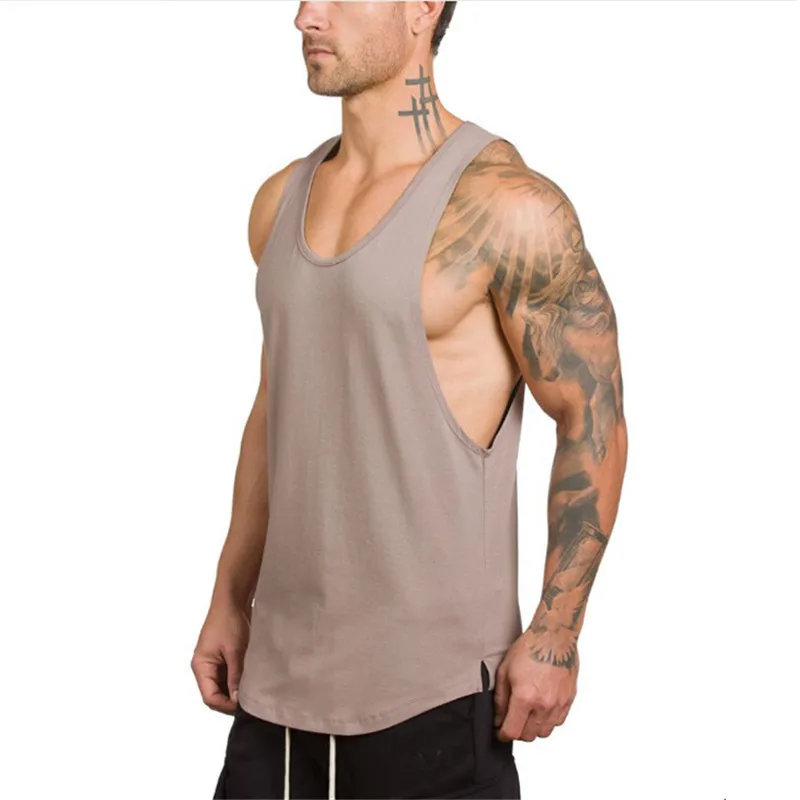 

Wholesale top quality men's custom tank top solid color modal breathable men sport training gym tank top