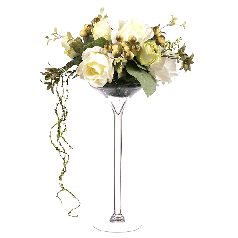 

Wholesale Customize Elegant Wedding Table Centerpiece Flower Decoration Tall Martini Glass Vase 60cm(24inch tall)