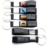 

(12-pack) Motivational Quote Silicone Wristband Keychains - Success, Dream, Focus, Vision - Wholesale Key ring Quote Gifts