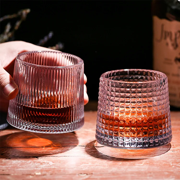 

Japanese Creative Rotatable Fashioned Crystal Whiskey Glass cup Tumbler Rocks Bar Glass for Drinking Bourbon Cocktails Cognac, Stocked