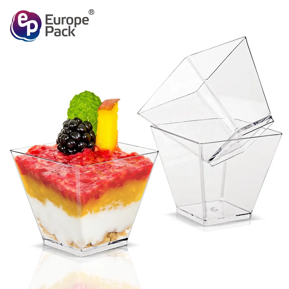 Europepack Best Seller 58ml Disposable Plastic Square Dessert Cups