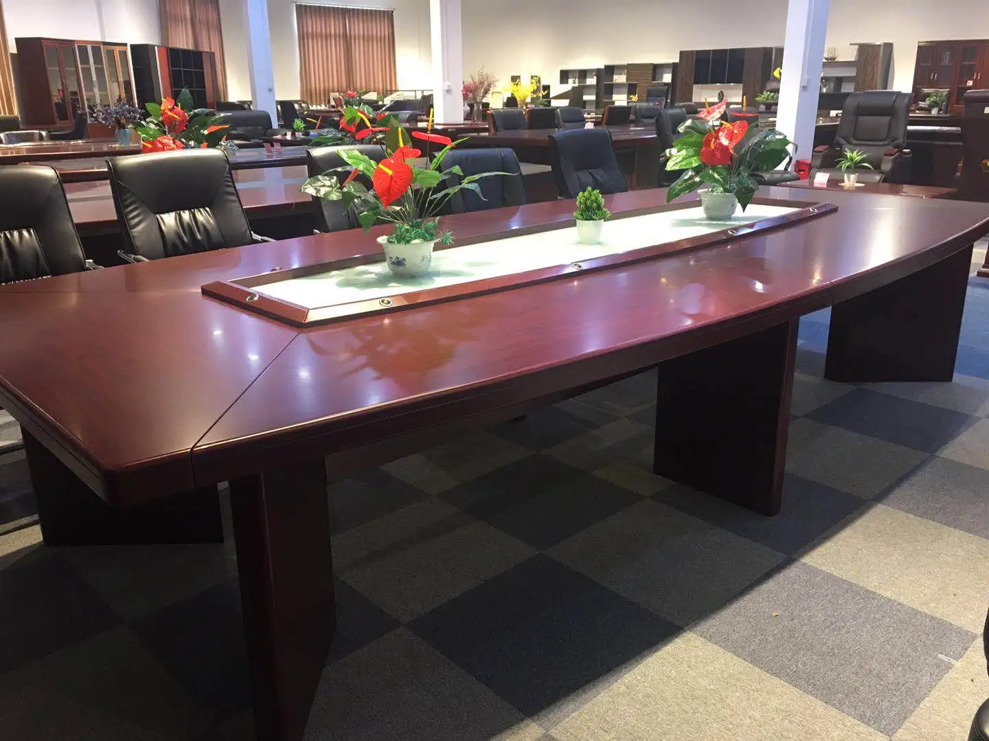 Luxury Classical Conference Table Cherry Wooden Office Meeting Table With Glass Top Buy Atas Kaca Meja Meeting