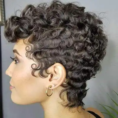 

European little curly hair big wave wig ladies gradient curly hair wig