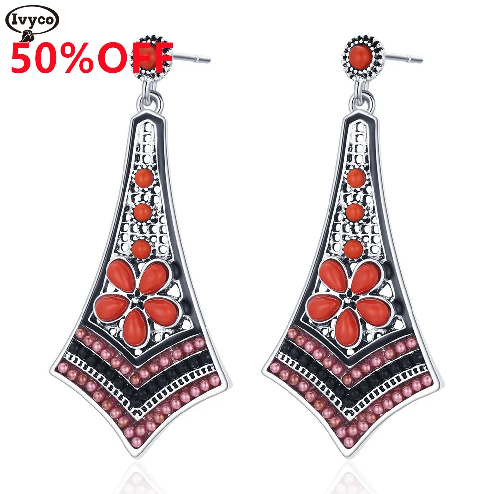 

Fashion Custom Women Bead Stone Bib Statement Earring Vintage boho earrings