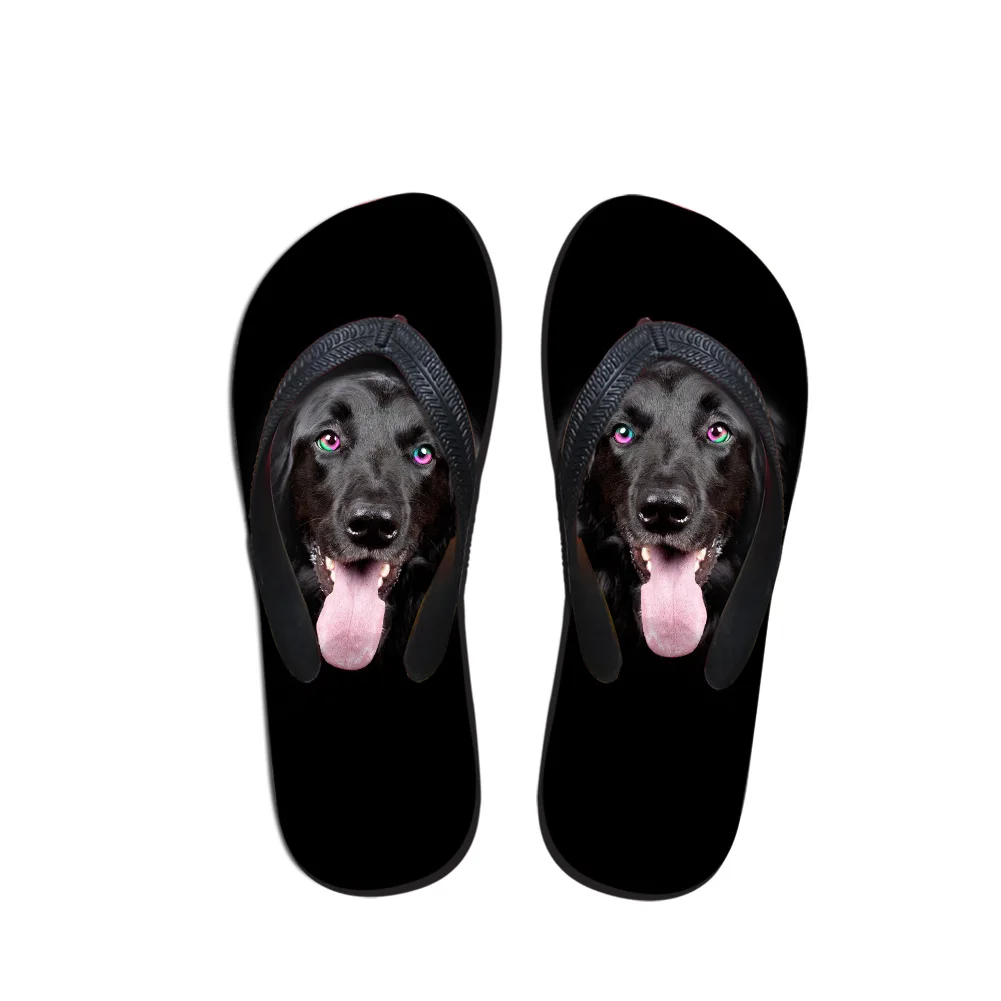 black dog flip flops