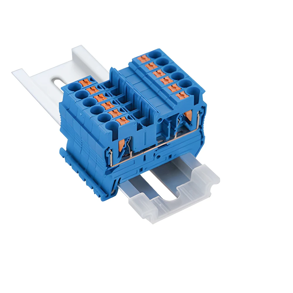 

PT2.5 Blue Spring Connection 24-12 AWG Feed Through Push In Quick Wire Electrical Screwless Connector Din Rail Terminal Blocks