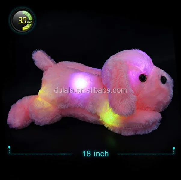 Adorable Night Light Up Plush Toy Led Dog Wholesale Musical Cartoon Stuffed Animal Soft Plush